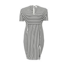 Just Joan  SPLIT FRONT PENCIL DRESS IN STRIPE